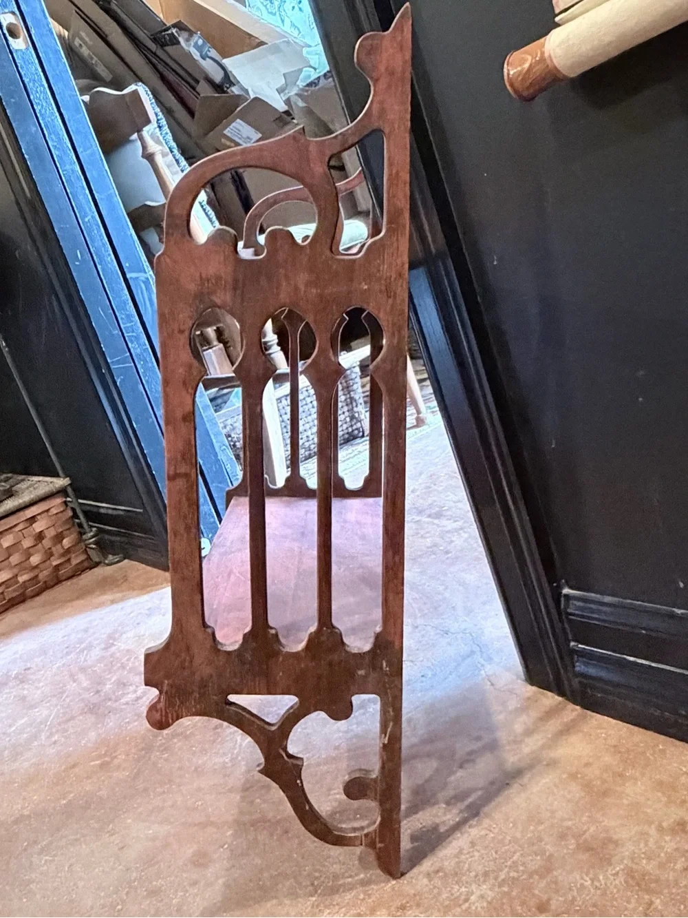 Antique-Style Two-Tier Wooden Shelf or Bookcase Gothic Style
